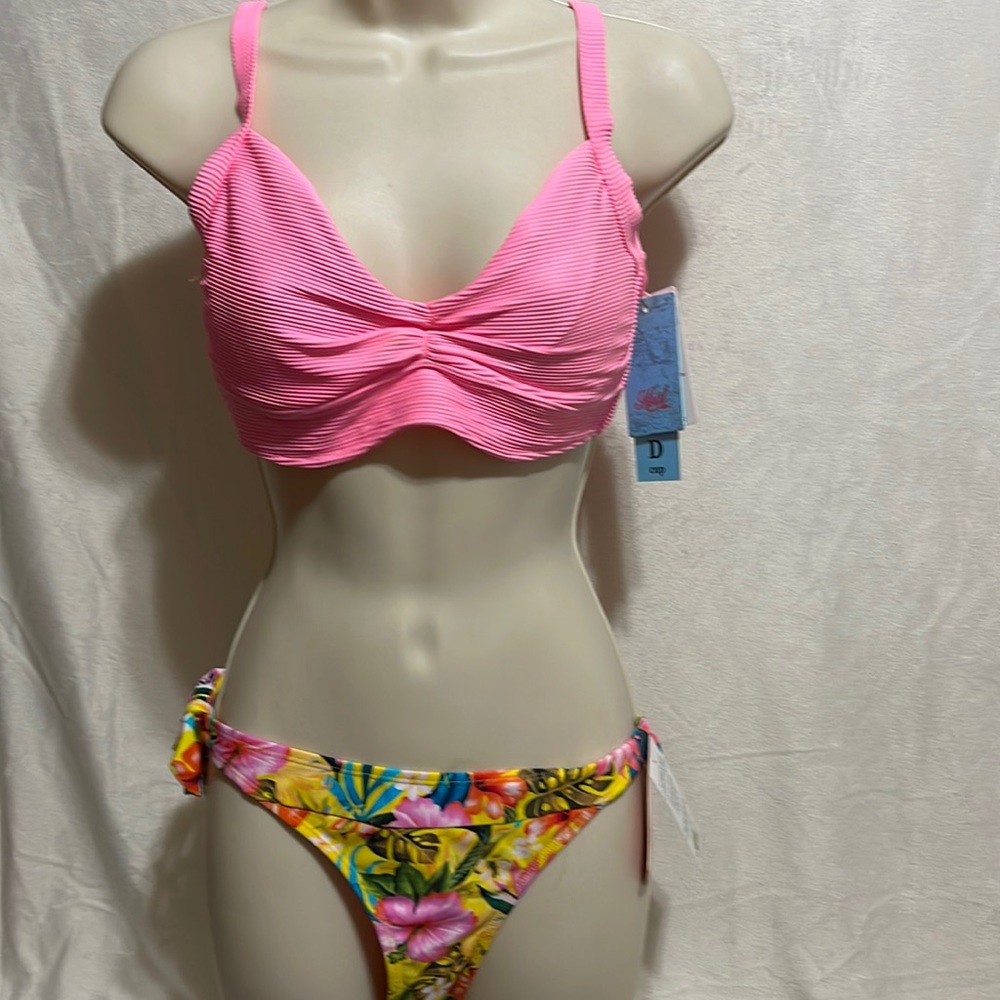 NWT HEAT  Floral Pink Barbie Bikini Set D/L